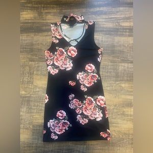 Black with pink roses dress